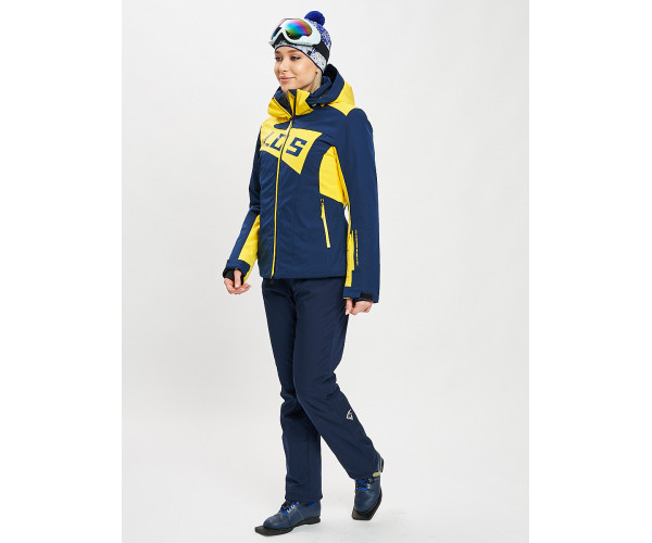 Горнолыжный костюм женский темно-синего цвета 077030TS