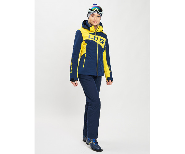 Горнолыжный костюм женский темно-синего цвета 077030TS