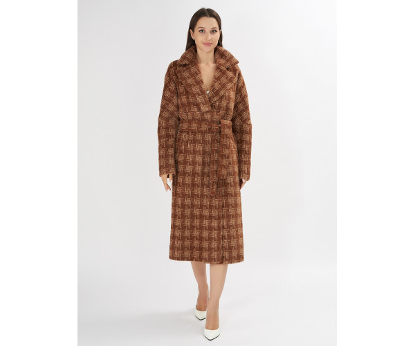 Пальто демисезонное темно-коричневого цвета 4002TK