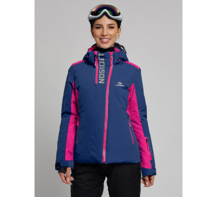 Горнолыжная куртка женская темно-синего цвета 77033TS