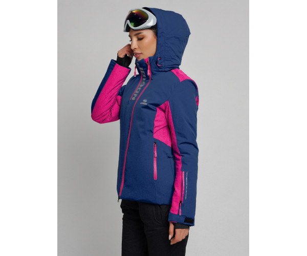 Горнолыжная куртка женская темно-синего цвета 77033TS