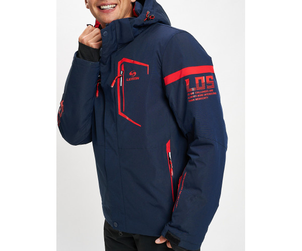 Горнолыжный костюм мужской темно-синего цвета 077014TS