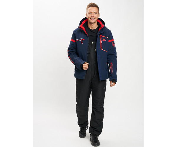 Горнолыжный костюм мужской темно-синего цвета 077014TS