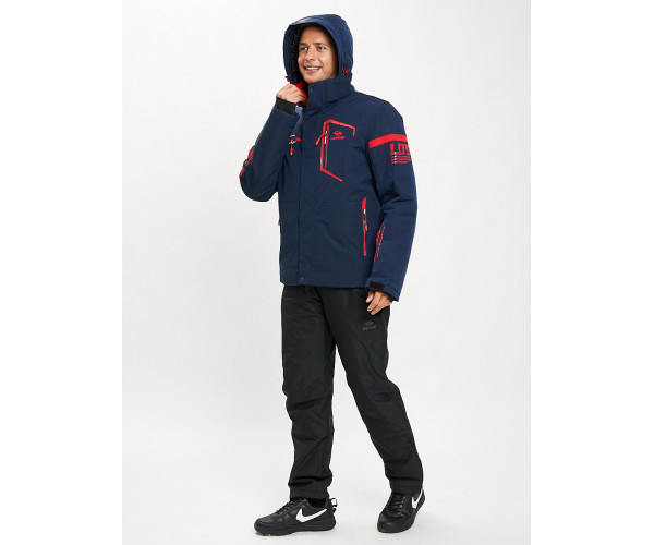 Горнолыжный костюм мужской темно-синего цвета 077014TS