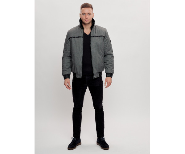 Куртка классическая с мехом мужская серого цвета 2917Sr