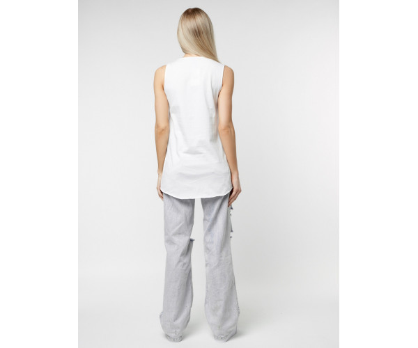 Футболка без рукавов женская белого цвета 8232Bl