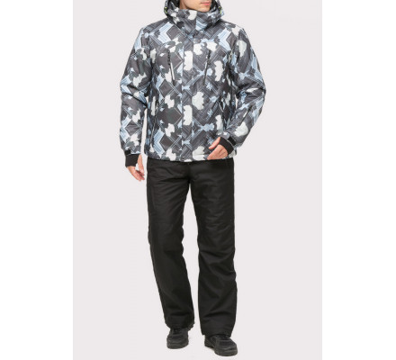 Мужской зимний костюм горнолыжный серого цвета 018108Sr