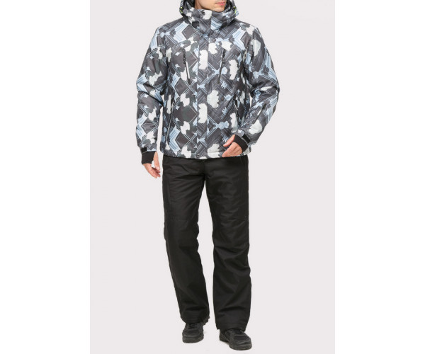 Мужской зимний костюм горнолыжный серого цвета 018108Sr