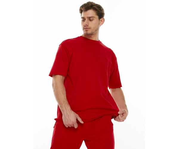 Костюм штаны с футболкой красного цвета 221113Kr
