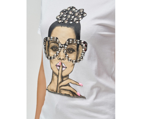 Женские футболки с принтом белого цвета 3130Bl