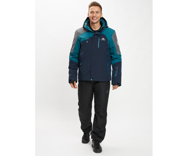 Горнолыжный костюм мужской темно-зеленого цвета 077013TZ