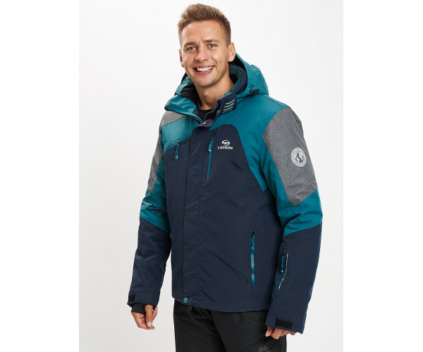 Горнолыжный костюм мужской темно-зеленого цвета 077013TZ