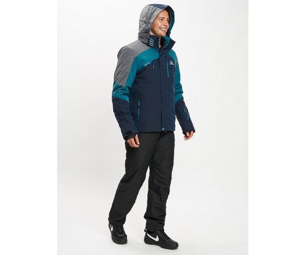 Горнолыжный костюм мужской темно-зеленого цвета 077013TZ