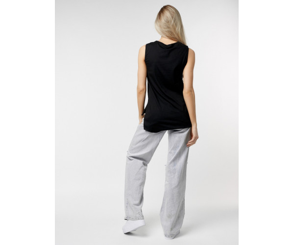 Футболка без рукавов женская черного цвета 8219Ch