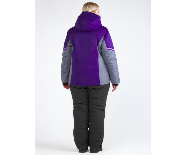 Женский зимний костюм горнолыжный большого размера темно-фиолетового цвета 01934TF