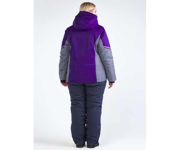 Женский зимний костюм горнолыжный большого размера темно-фиолетового цвета 01934TF