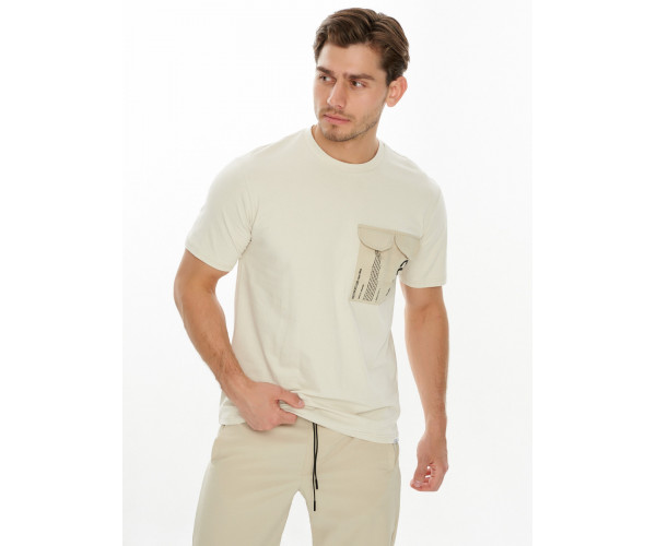 Костюм джоггеры с футболкой бежевого цвета 221096B