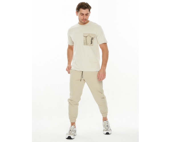 Костюм джоггеры с футболкой бежевого цвета 221096B