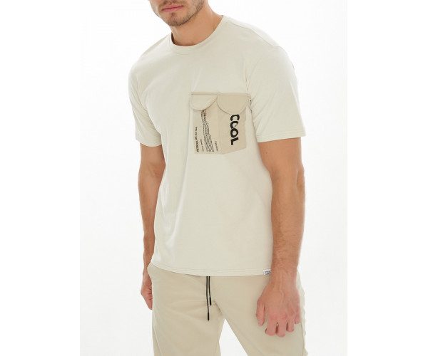 Костюм джоггеры с футболкой бежевого цвета 221096B