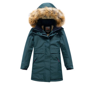 Парка зимняя Valianly для девочки темно-зеленого цвета 9036TZ