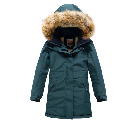 Парка зимняя Valianly для девочки темно-зеленого цвета 9036TZ