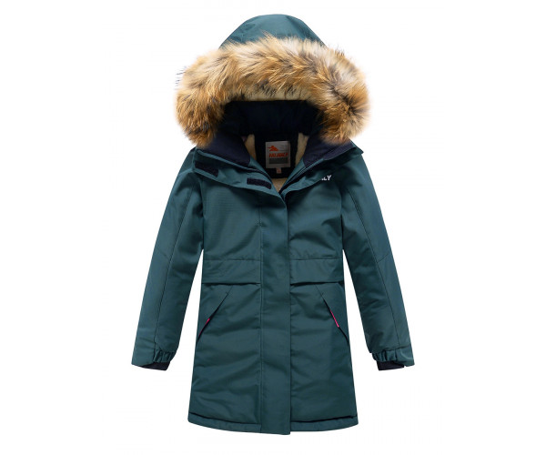Парка зимняя Valianly для девочки темно-зеленого цвета 9036TZ