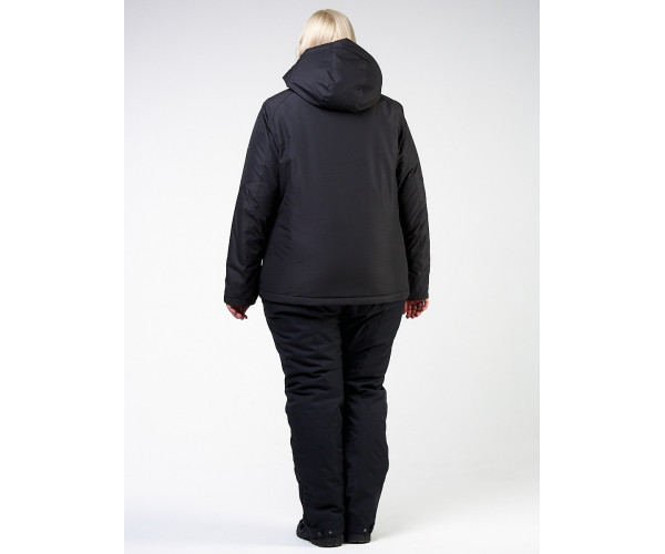 Женский зимний костюм горнолыжный большого размера черного цвета 011982Ch