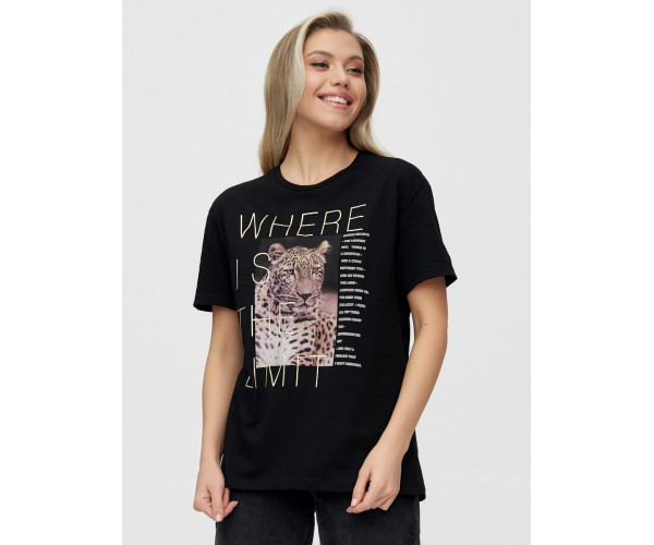 Женские футболки с принтом черного цвета 1174Ch