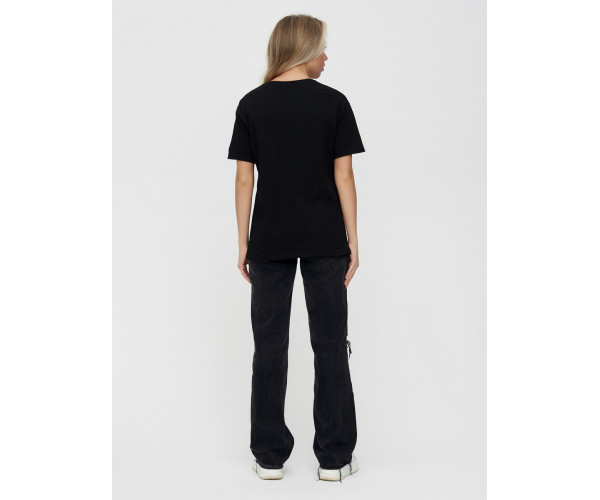 Женские футболки с принтом черного цвета 1174Ch