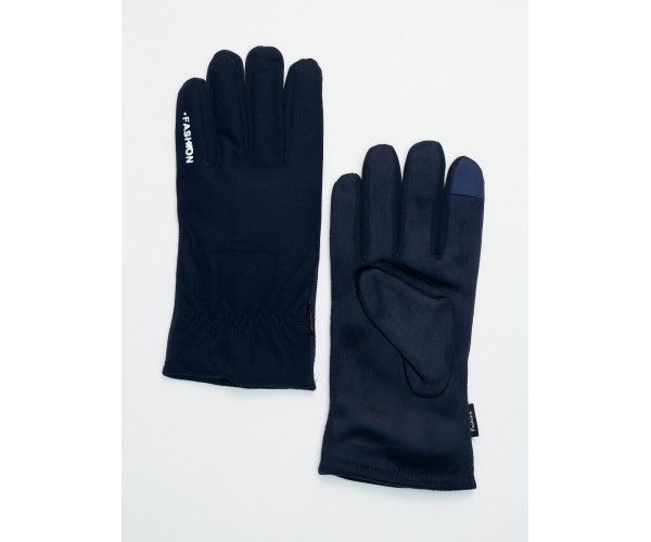 Классические перчатки зимние мужские темно-синего цвета 601TS
