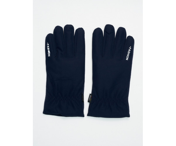 Классические перчатки зимние мужские темно-синего цвета 601TS
