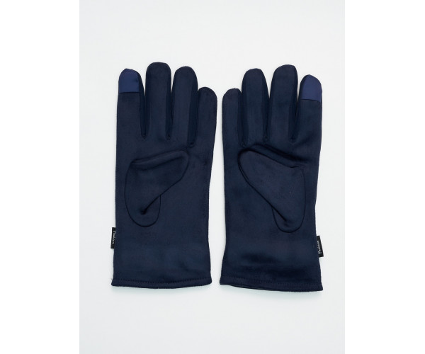 Классические перчатки зимние мужские темно-синего цвета 601TS