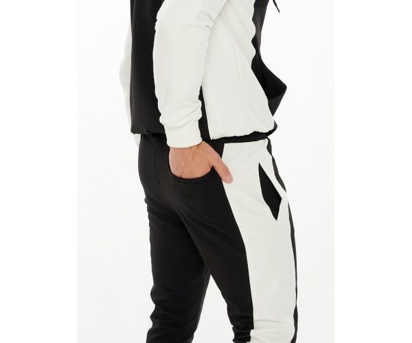 Спортивный костюм трикотажный черного цвета 9154Ch