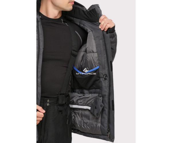 Мужской зимний костюм горнолыжный темно-серого цвета 01911TС