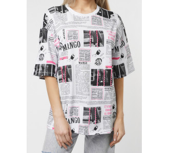 Женские футболки с принтом белого цвета 76091Bl