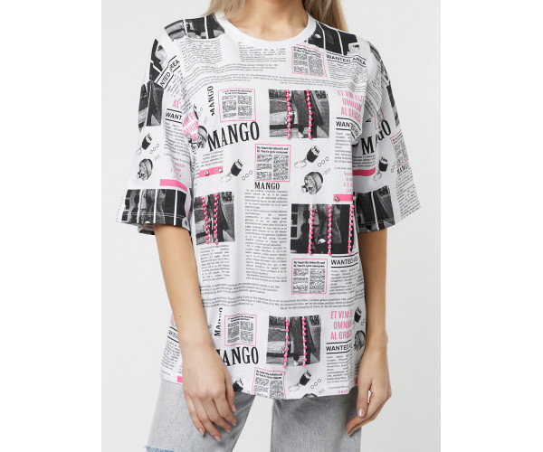 Женские футболки с принтом белого цвета 76091Bl