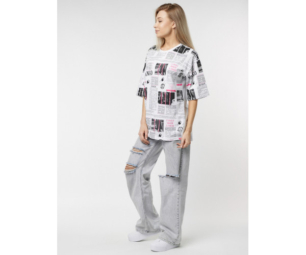 Женские футболки с принтом белого цвета 76091Bl