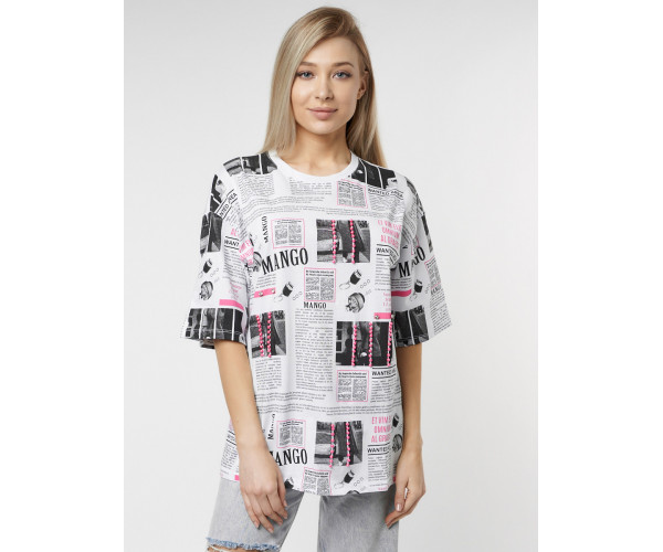 Женские футболки с принтом белого цвета 76091Bl