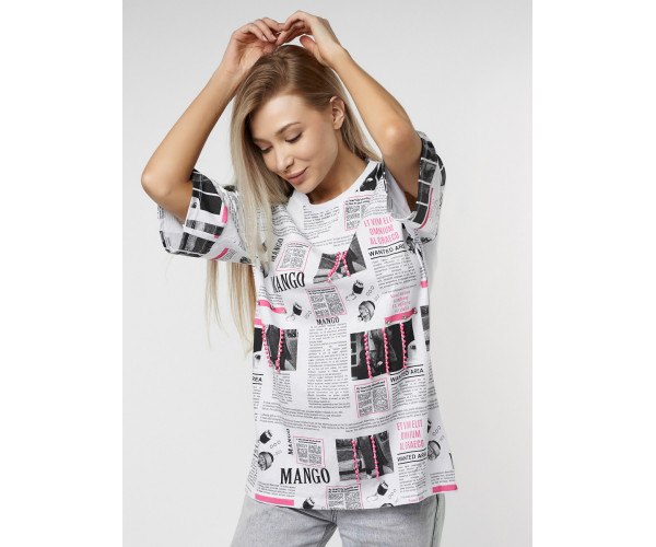 Женские футболки с принтом белого цвета 76091Bl