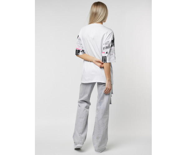 Женские футболки с принтом белого цвета 76091Bl