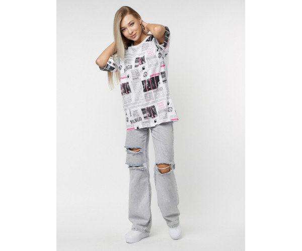 Женские футболки с принтом белого цвета 76091Bl