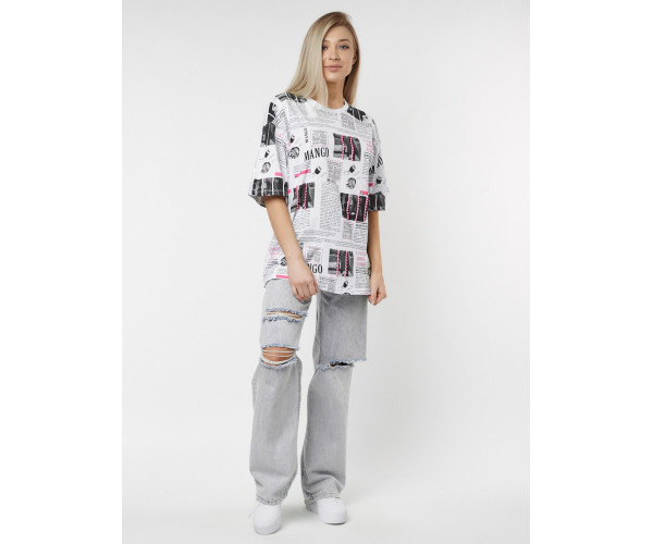 Женские футболки с принтом белого цвета 76091Bl