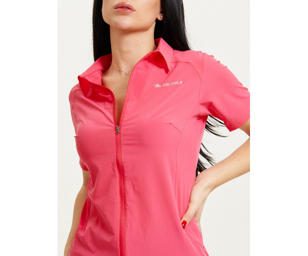 Спортивная футболка поло женская розового цвета 33412R