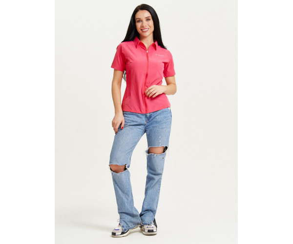 Спортивная футболка поло женская розового цвета 33412R