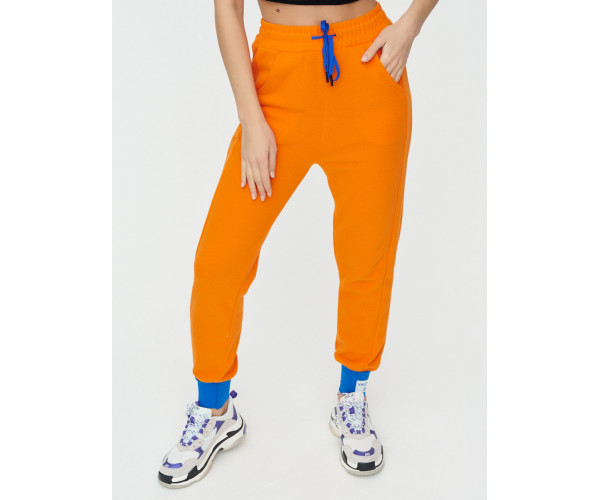 Спортивные брюки женские оранжевого цвета 1307O