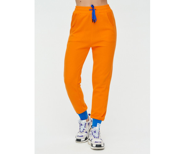 Спортивные брюки женские оранжевого цвета 1307O