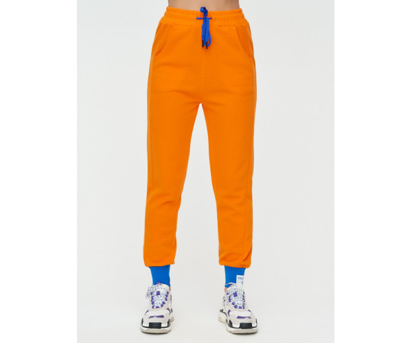 Спортивные брюки женские оранжевого цвета 1307O
