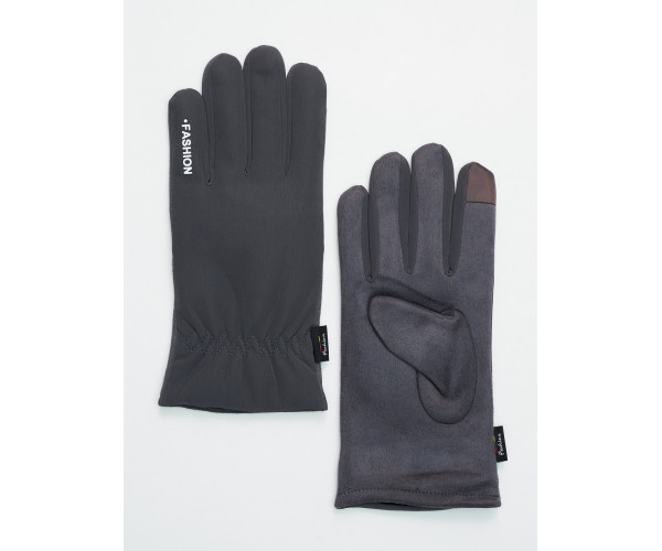 Классические перчатки зимние мужские серого цвета 601Sr
