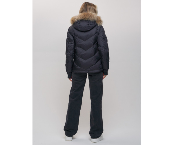 Пуховик еврозима с мехом Valianly черного цвета 22107Ch