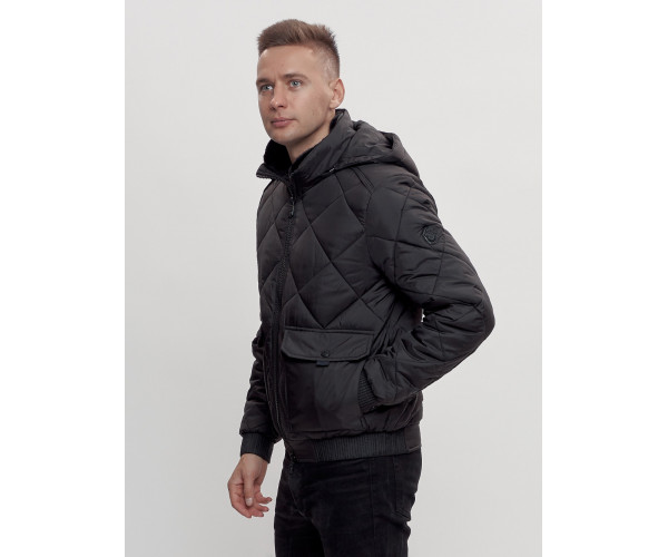Куртка классическая стеганная мужская черного цвета 2303Ch